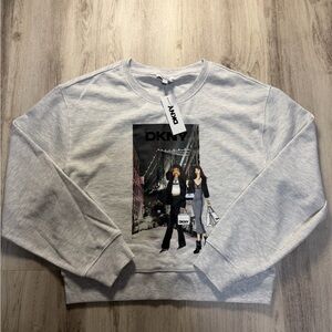 DKNY Light Gray Graphic Sweatshirt